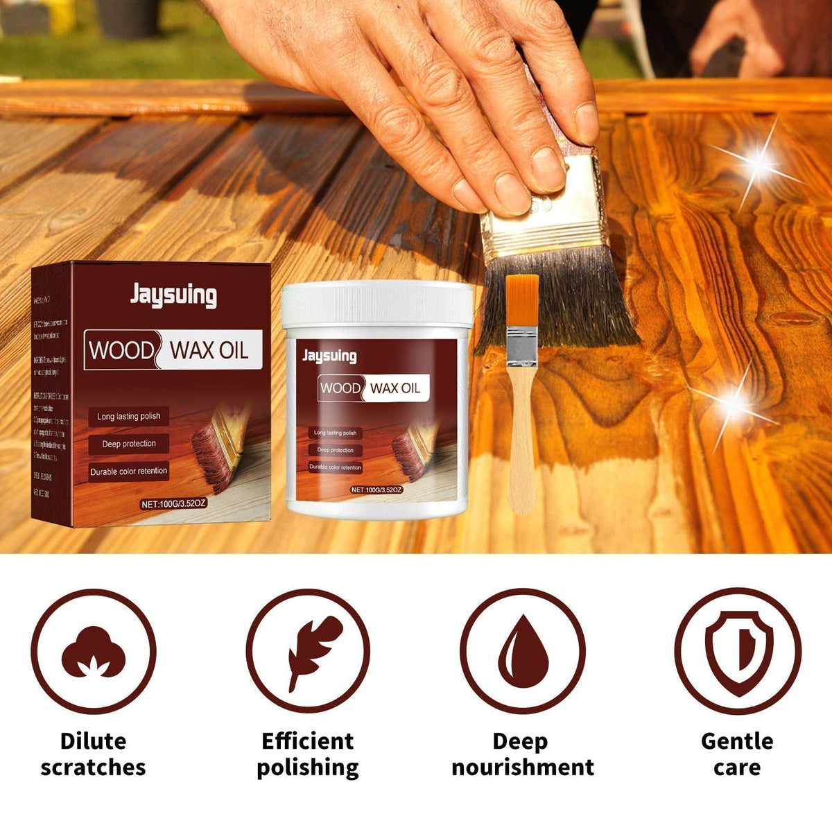 Scomeri Wood Cleaner & Polish 3.5 Oz- Comes with Premium Brush