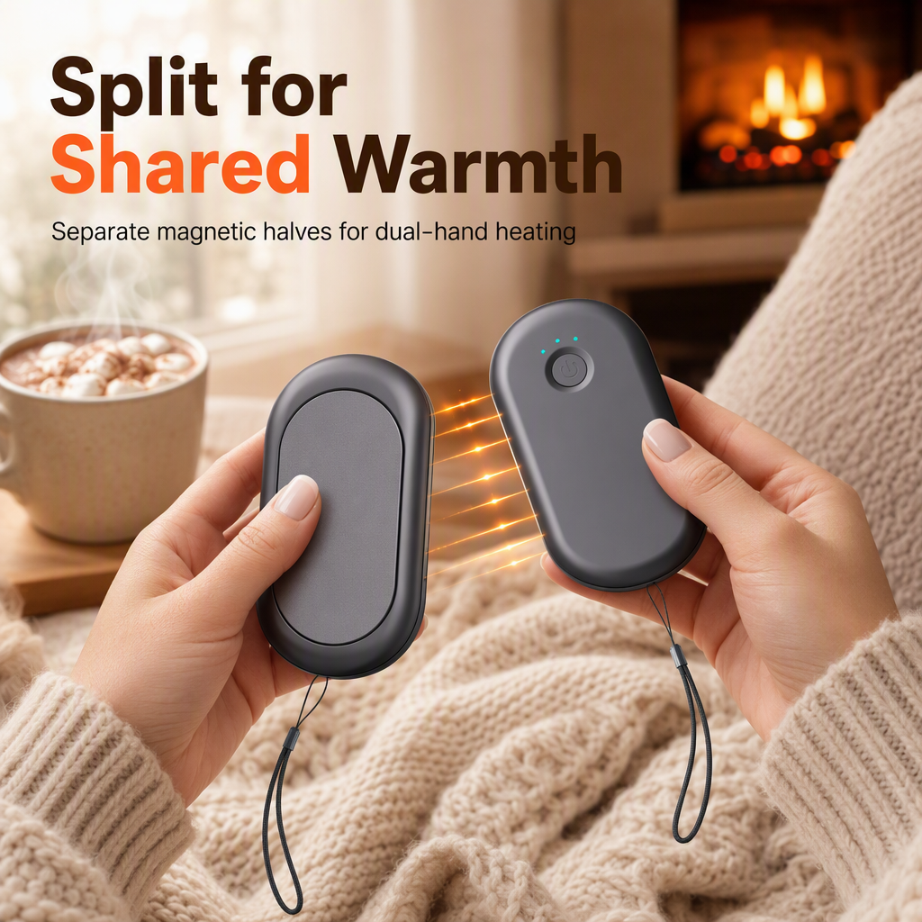 SCOMERI Magnetic Split 2-in-1 Rechargeable Hand Warmer Mini Portable USB Electric Hand Warmer
