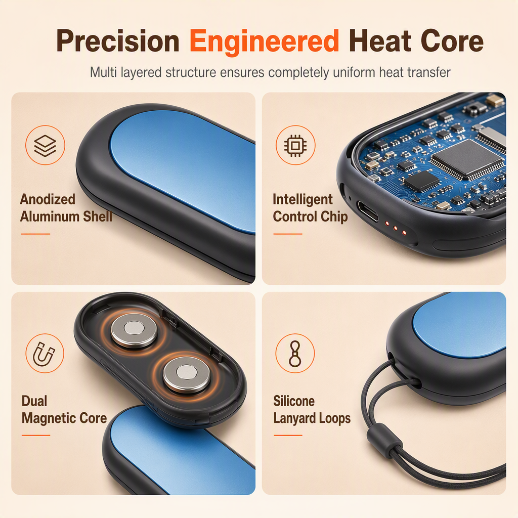 SCOMERI Magnetic Split 2-in-1 Rechargeable Hand Warmer Mini Portable USB Electric Hand Warmer