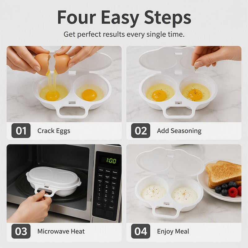 🎉💖50,000+ Sold!🔥🥚Dual Cavity Microwave Egg Poacher