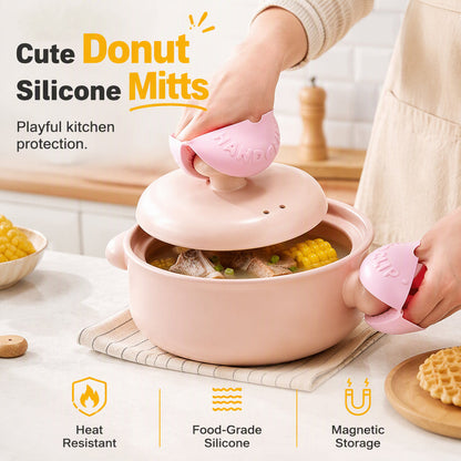 Scomeri Cute Donut Silicone Heat-Resistant Pinch Mitts