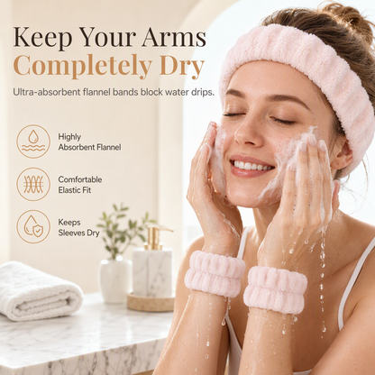 Soft Wrist Washbands and Hair Tie Set for Women