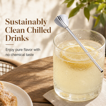 Dual-Use Stainless Steel Spoon Straw