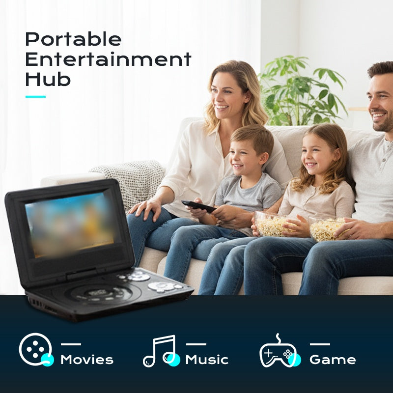 ✨ 7.8 Inch Portable DVD/EVD Player — Swivel Screen & Game Function 🎮