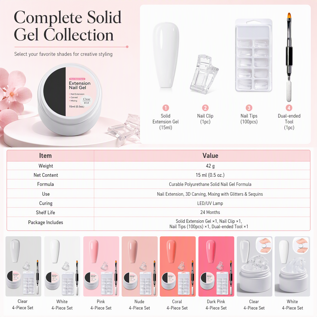 Non-Sticky Solid Builder Gel for Nail Extension