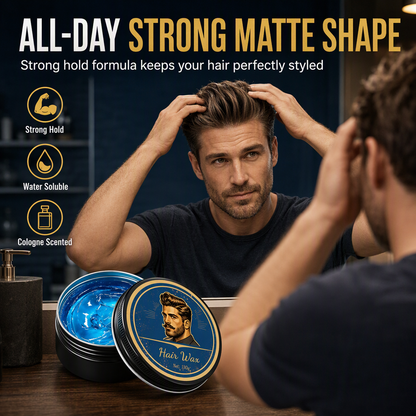 💈 Cologne Scented Men's Hair Wax Pomade 130g, Matte Finish Strong Hold Volumizing Hair Styling Wax, Water Soluble Long Lasting Hair Paste