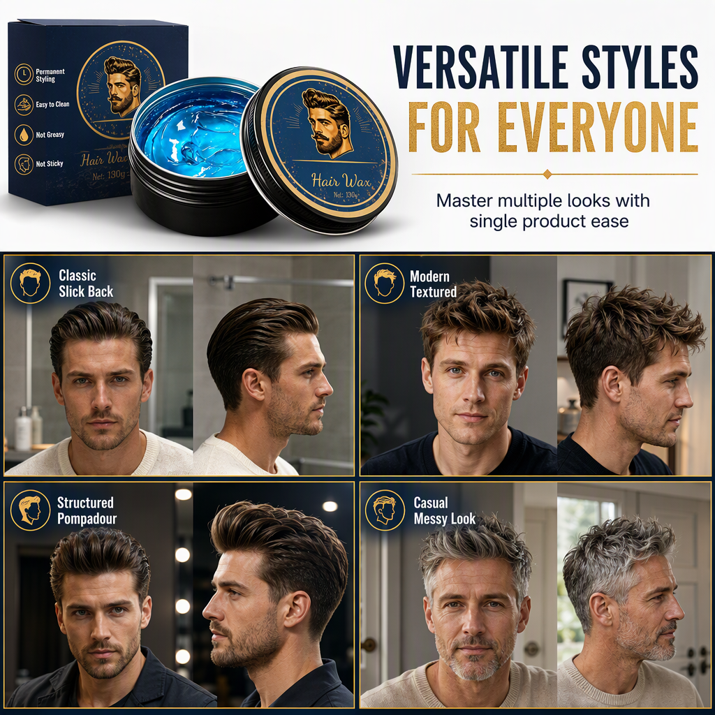 💈 Cologne Scented Men's Hair Wax Pomade 130g, Matte Finish Strong Hold Volumizing Hair Styling Wax, Water Soluble Long Lasting Hair Paste