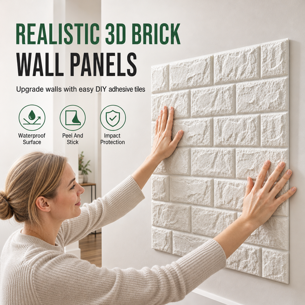 ⏳Time-Limited Special⏰Self-Adhesive 3D Tile Panels – Brick texture, waterproof & 16 colours ✨