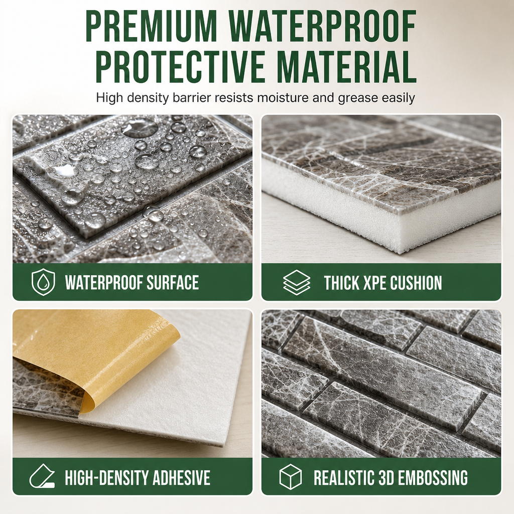 ⏳Time-Limited Special⏰Self-Adhesive 3D Tile Panels – Brick texture, waterproof & 16 colours ✨