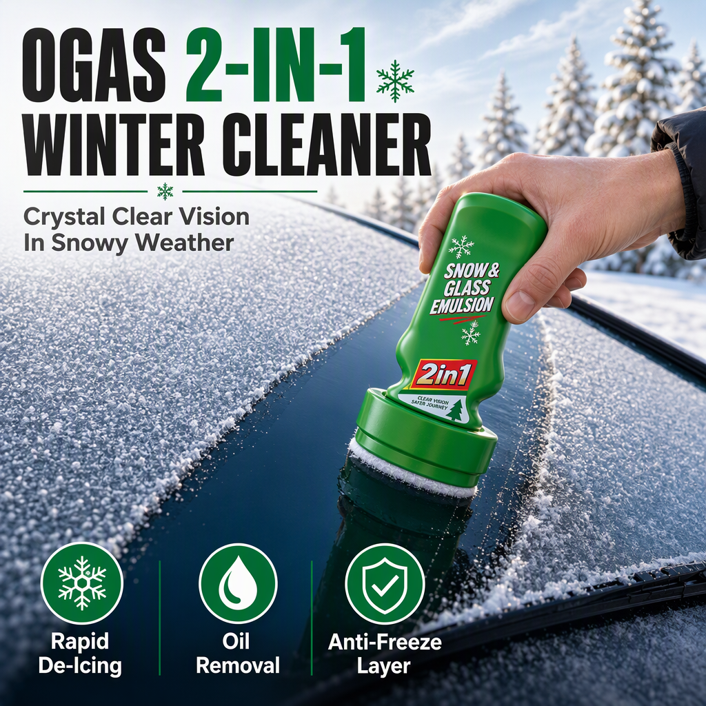 Multifunctional 2-in-1 Car Window Glass Cleaner and Snow Oil Film Remover with Handle