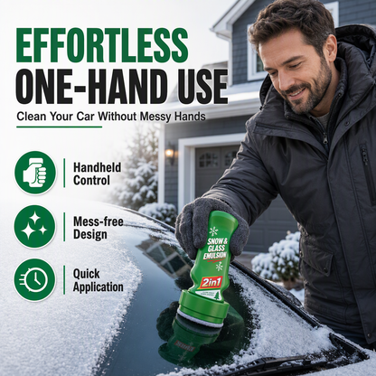 Multifunctional 2-in-1 Car Window Glass Cleaner and Snow Oil Film Remover with Handle