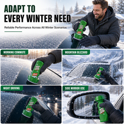 Multifunctional 2-in-1 Car Window Glass Cleaner and Snow Oil Film Remover with Handle