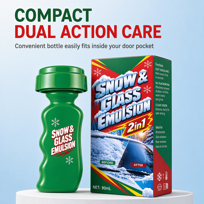 Multifunctional 2-in-1 Car Window Glass Cleaner and Snow Oil Film Remover with Handle