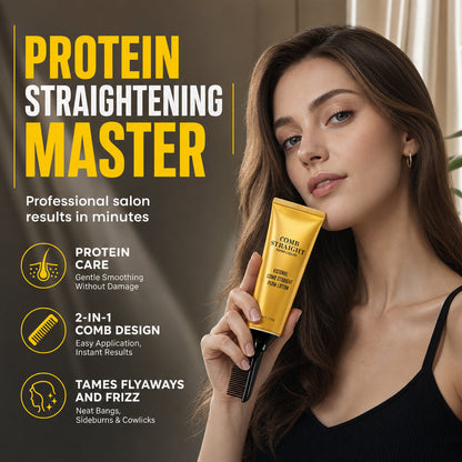 Protein Hair Straightening Cream with Integrated Styling Comb