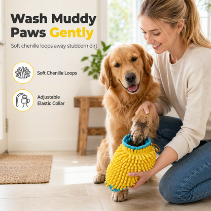2-in-1 Portable Dog Paw Cleaner with Drying Towel