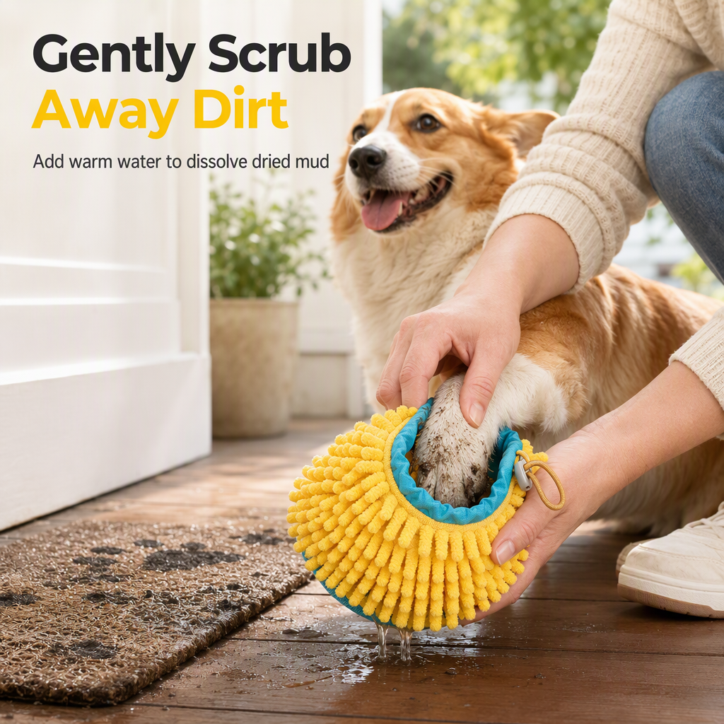 2-in-1 Portable Dog Paw Cleaner with Drying Towel