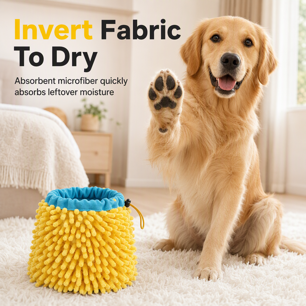 2-in-1 Portable Dog Paw Cleaner with Drying Towel