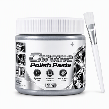Metal Chrome Polish & Restorer Paste with Brush