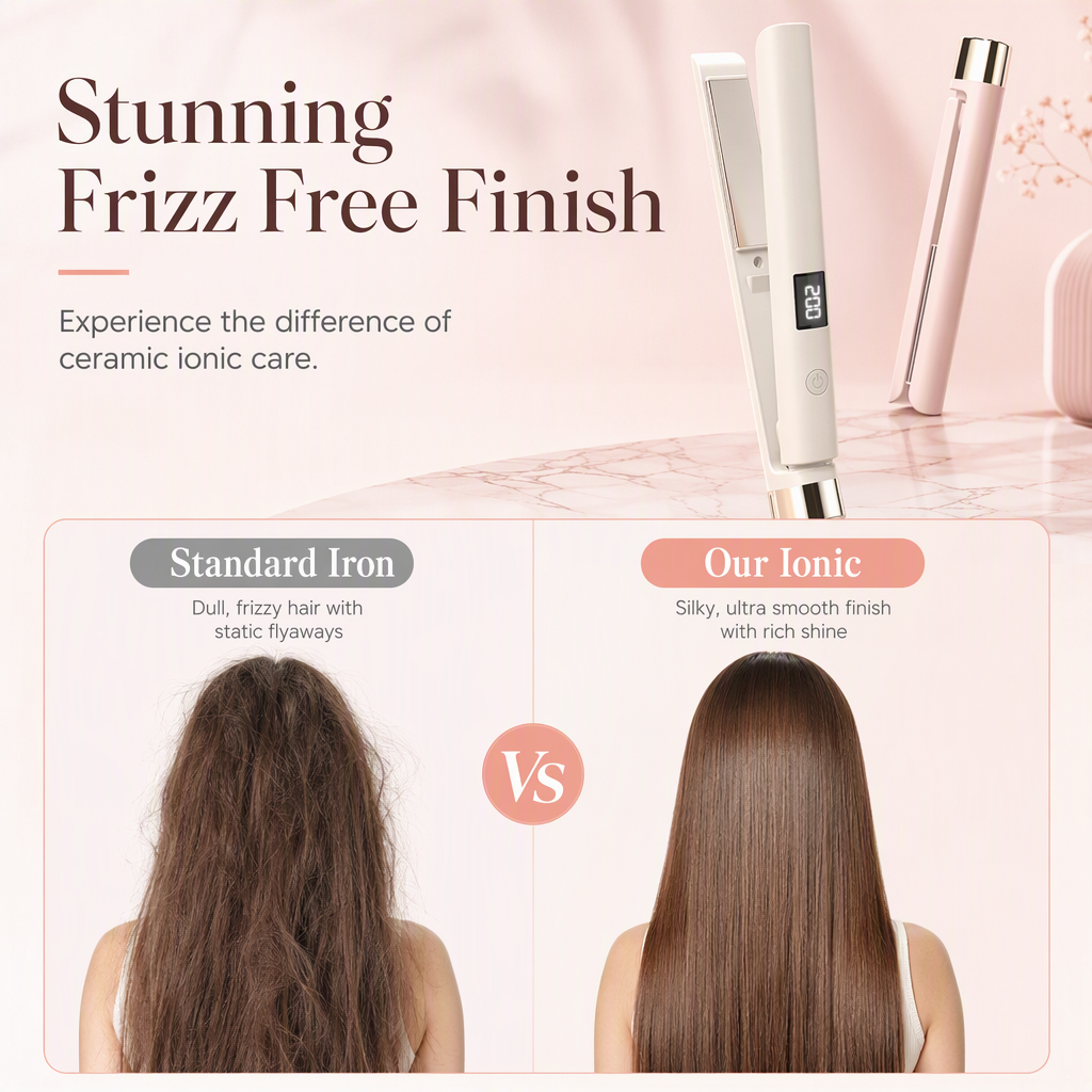 2 in 1 Hair Straightener and Curler Flat Iron Dormitory Friendly Dual Use Hair Styling Tool for Bangs Straightening and Curling