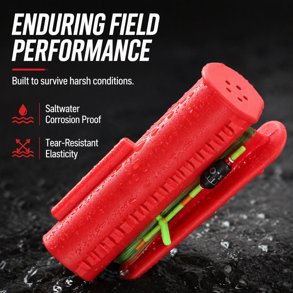 Integrated Silicone Fishing Rod Tip Protector and Line Winder