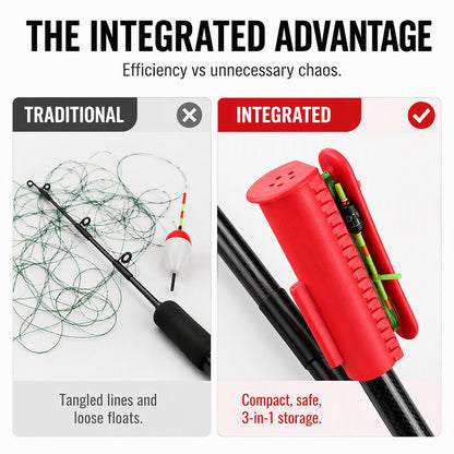 Integrated Silicone Fishing Rod Tip Protector and Line Winder