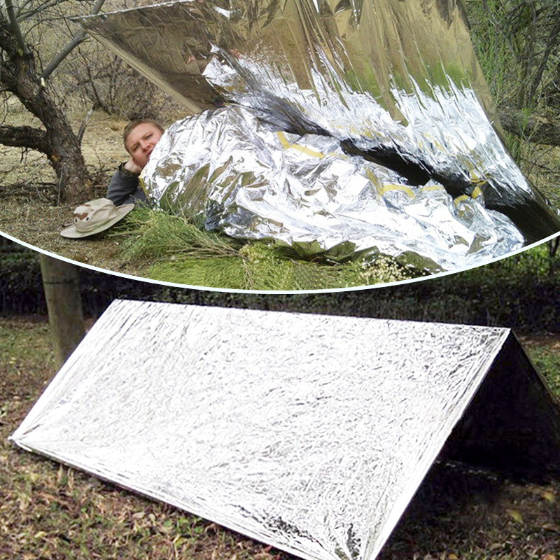 🚨 Outdoor Survival Blanket – Compact Silver Thermal Shelter for Emergency Kits