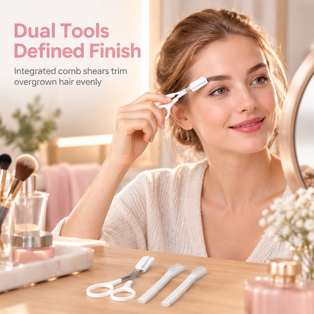 3-Piece Eyebrow Razor Set with Stainless Steel and Safety Guards for Facial Hair Trimming and Shaping