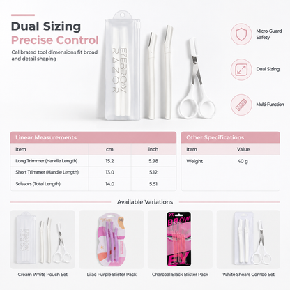 3-Piece Eyebrow Razor Set with Stainless Steel and Safety Guards for Facial Hair Trimming and Shaping