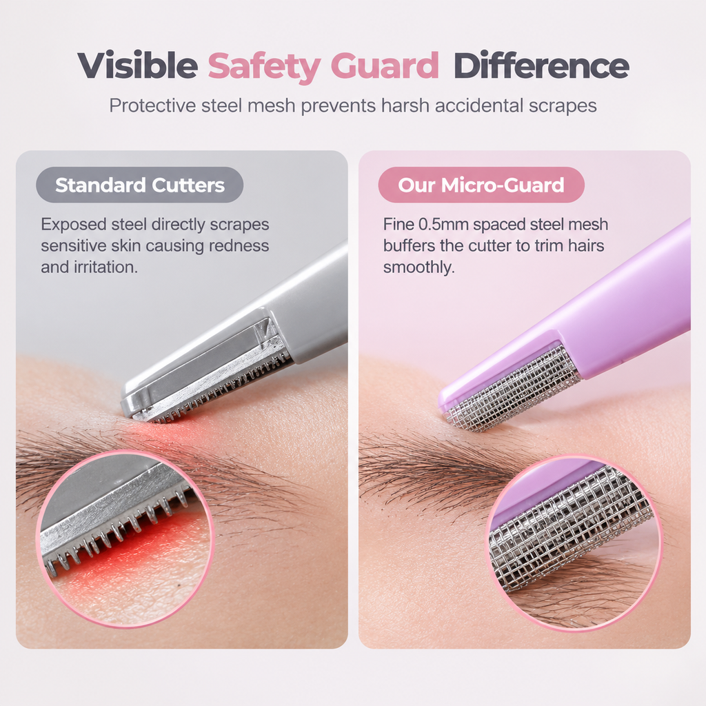 3-Piece Eyebrow Razor Set with Stainless Steel and Safety Guards for Facial Hair Trimming and Shaping