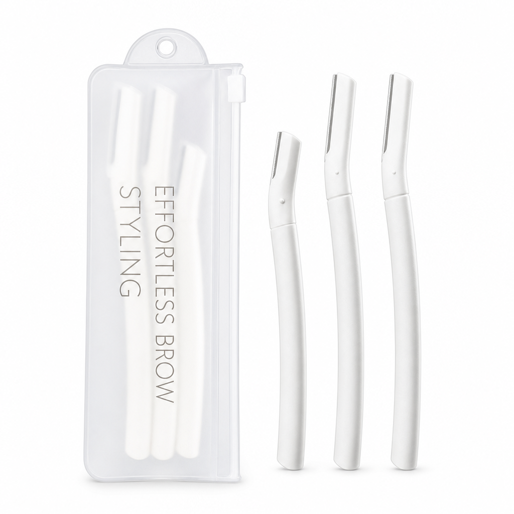 3-Piece Eyebrow Razor Set with Stainless Steel and Safety Guards for Facial Hair Trimming and Shaping