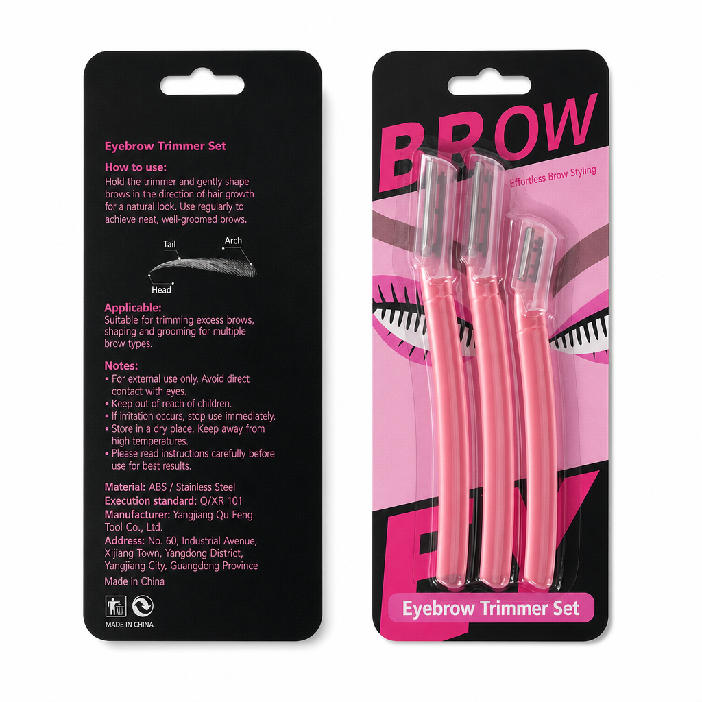 3-Piece Eyebrow Razor Set with Stainless Steel and Safety Guards for Facial Hair Trimming and Shaping