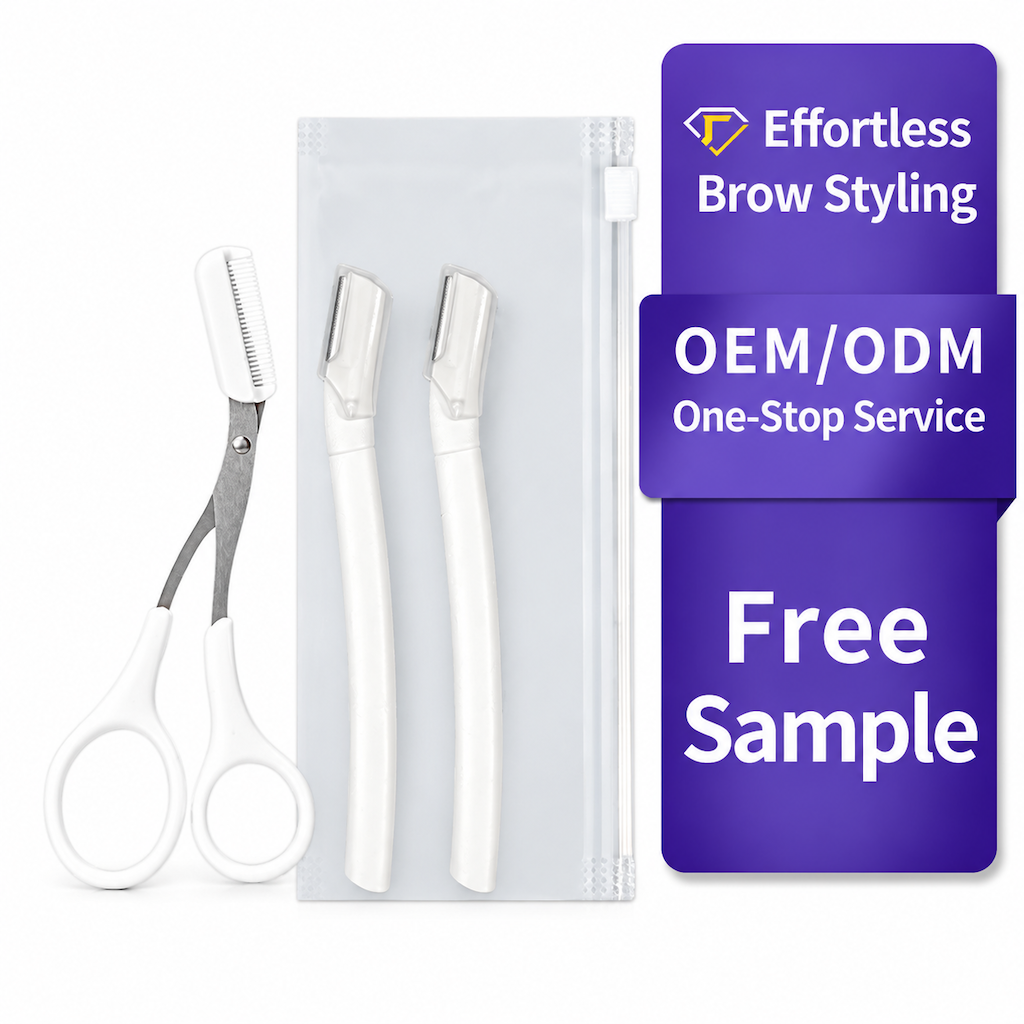 3-Piece Eyebrow Razor Set with Stainless Steel and Safety Guards for Facial Hair Trimming and Shaping