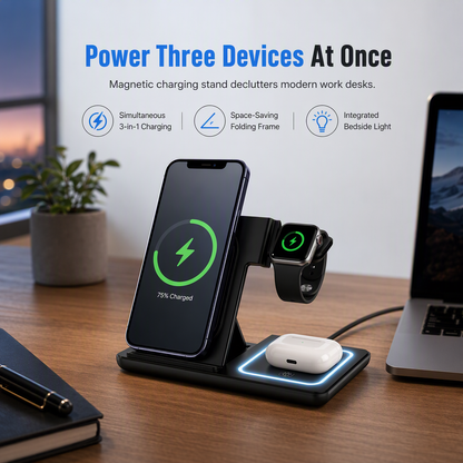⚡ Foldable 3-in-1 Wireless Charging Stand