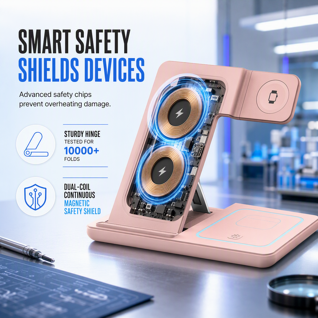 ⚡ Foldable 3-in-1 Wireless Charging Stand