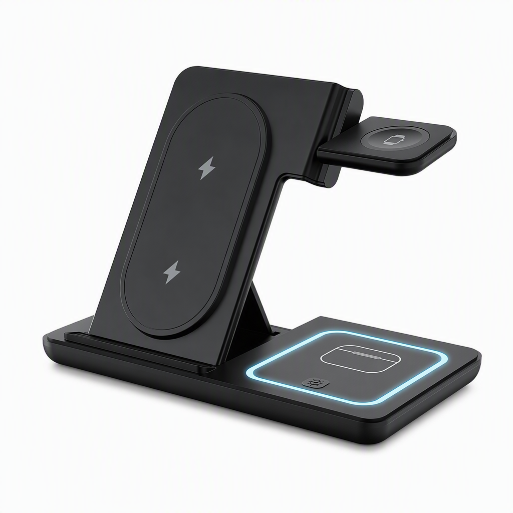⚡ Foldable 3-in-1 Wireless Charging Stand