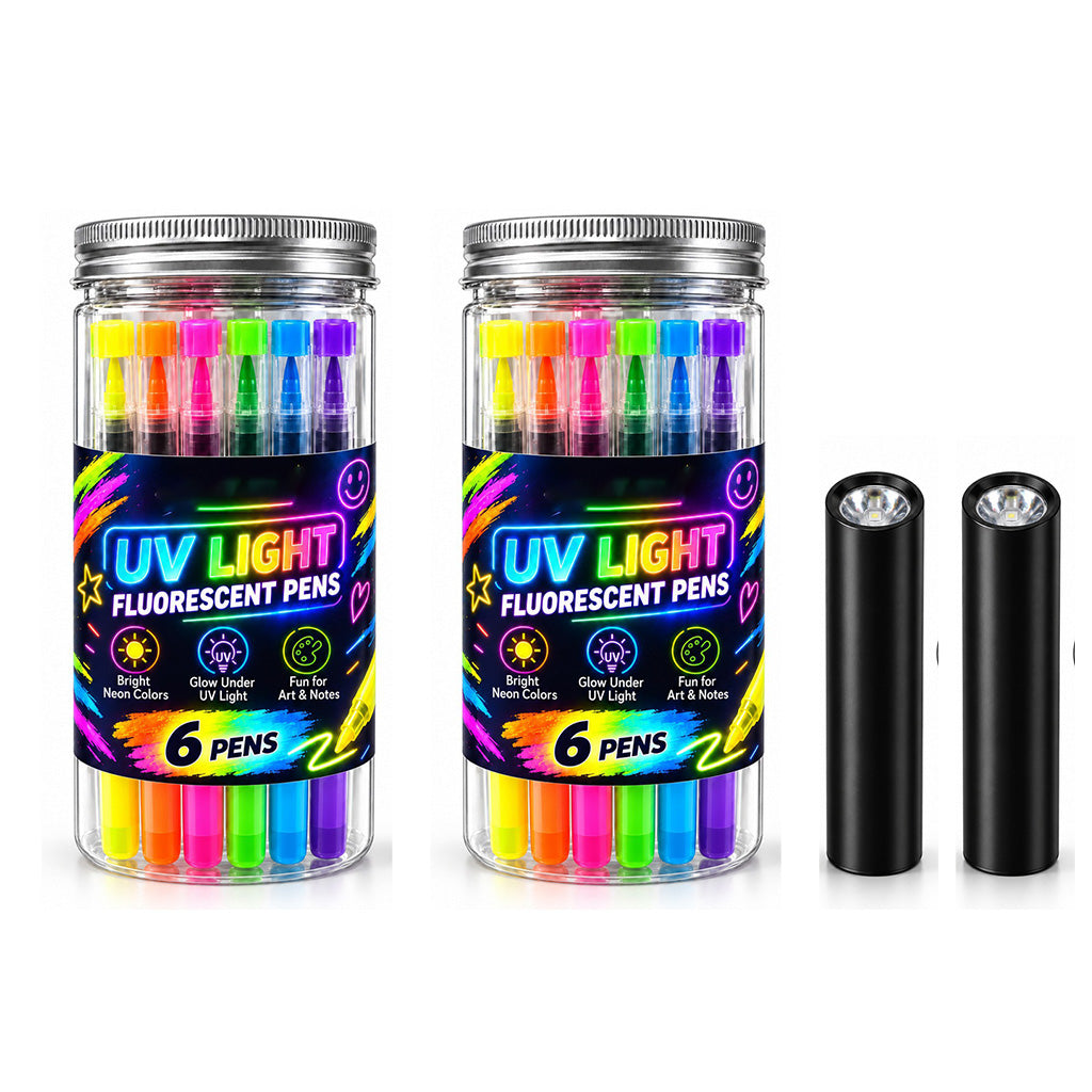 6-Piece UV Neon Highlighter Markers