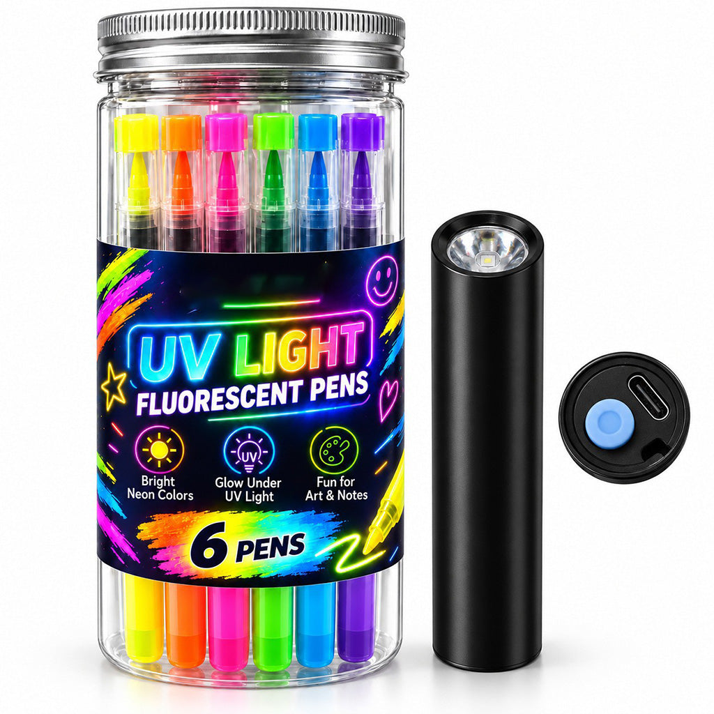6-Piece UV Neon Highlighter Markers