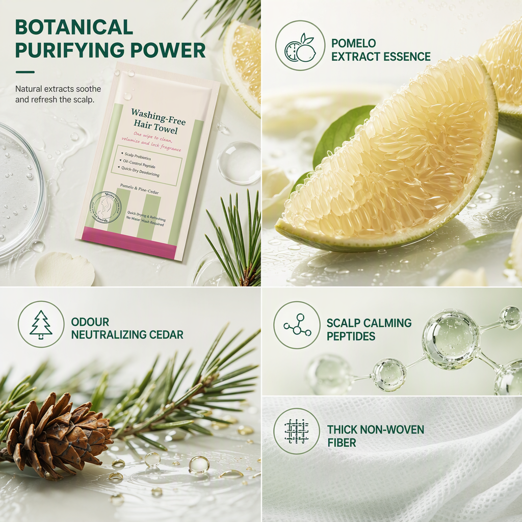 Rinse-Free Hair Cleansing Wipes for Waterless Hair Washing