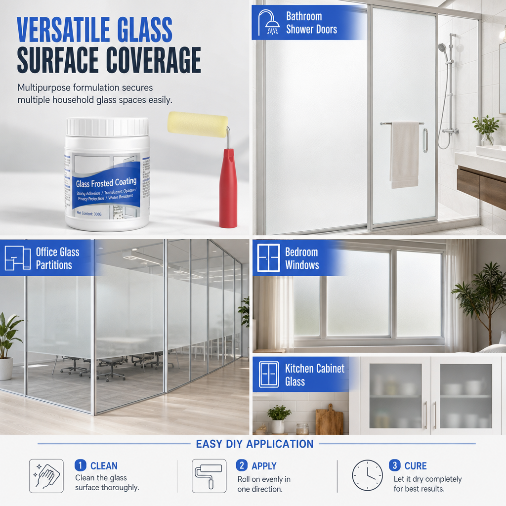 🪟 Frosted Glass Privacy Coating Kit – Water-Based Window Treatment