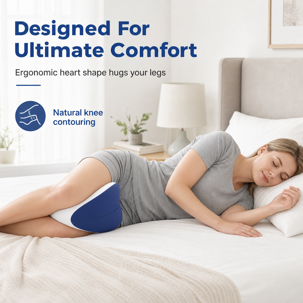 Heart-Shaped Memory Foam Knee Pillow for Side Sleepers