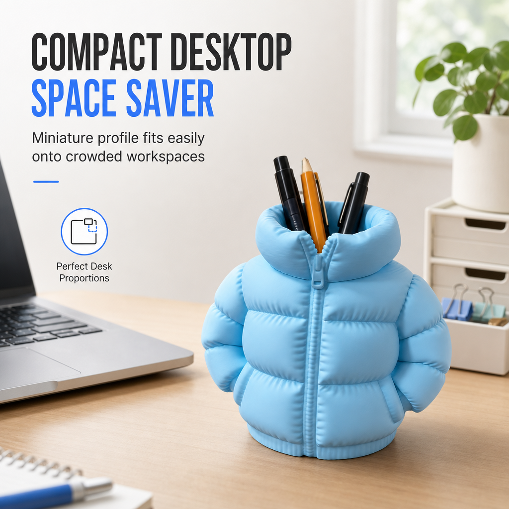 3D Printed Puffer Pen Holder Novelty Abstract Desktop Pencil Cup and Stationery Organizer for Students