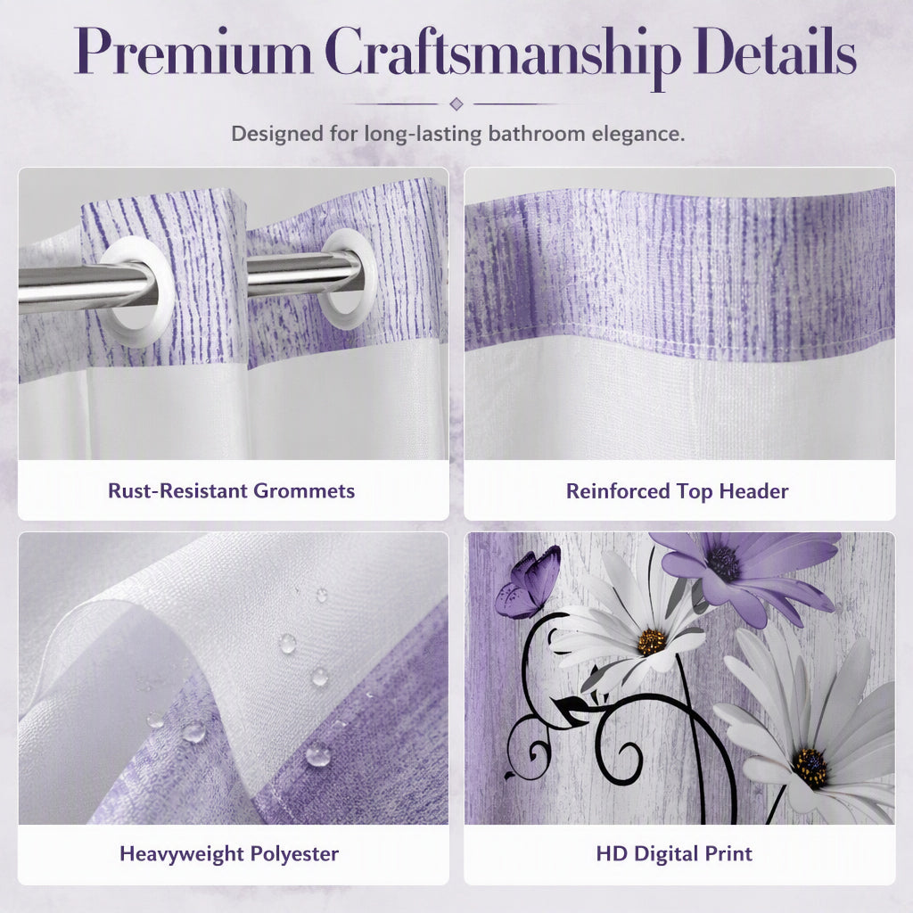 Elegant Printed Double Layer Grommet Shower Curtain