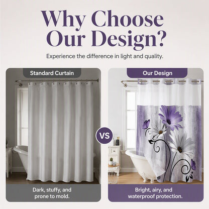 Elegant Printed Double Layer Grommet Shower Curtain