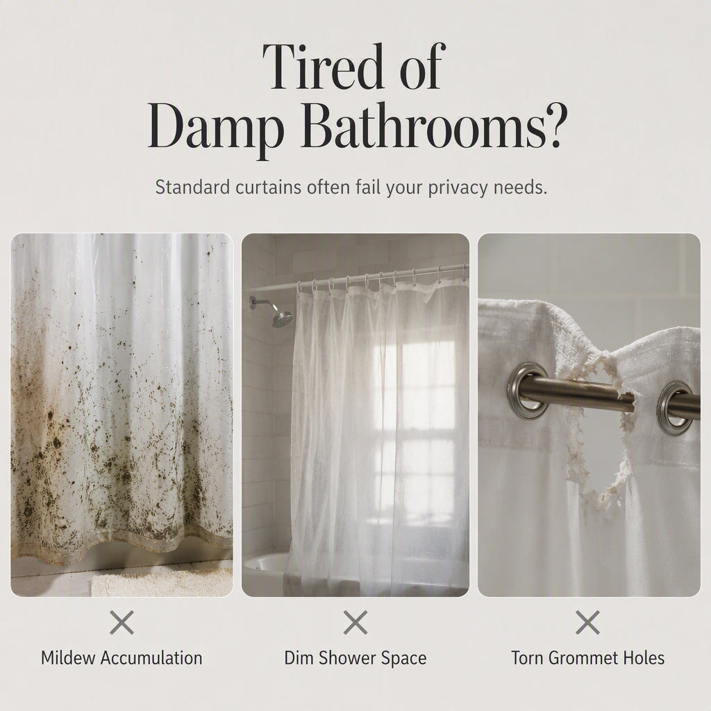 Elegant Printed Double Layer Grommet Shower Curtain