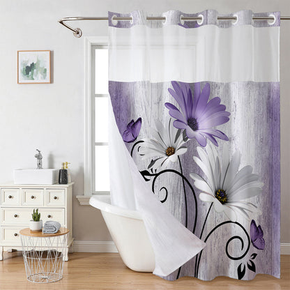 Elegant Printed Double Layer Grommet Shower Curtain