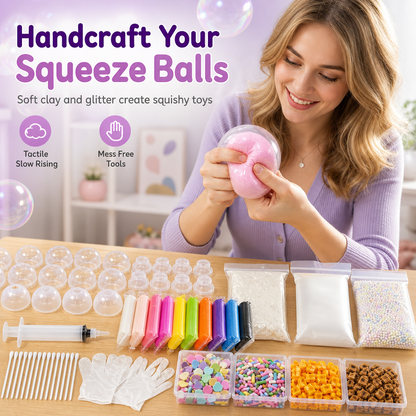 💞50K+ SOLD! 🧪DIY Squeeze Ball Making Kit – mix colorful clay & sparkling fillers, leak-proof slow-rising fun. No-mess craft for kids! 🎨✅