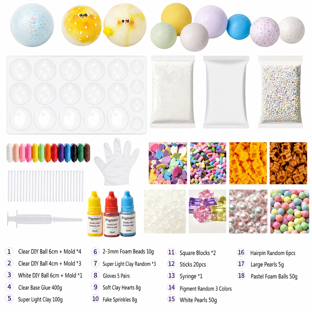 💞50K+ SOLD! 🧪DIY Squeeze Ball Making Kit – mix colorful clay & sparkling fillers, leak-proof slow-rising fun. No-mess craft for kids! 🎨✅