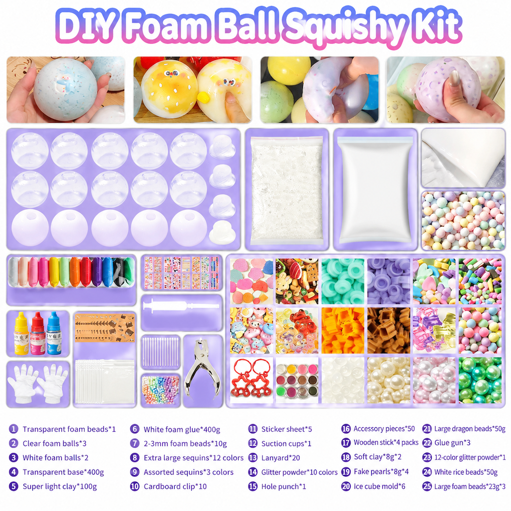 💞50K+ SOLD! 🧪DIY Squeeze Ball Making Kit – mix colorful clay & sparkling fillers, leak-proof slow-rising fun. No-mess craft for kids! 🎨✅