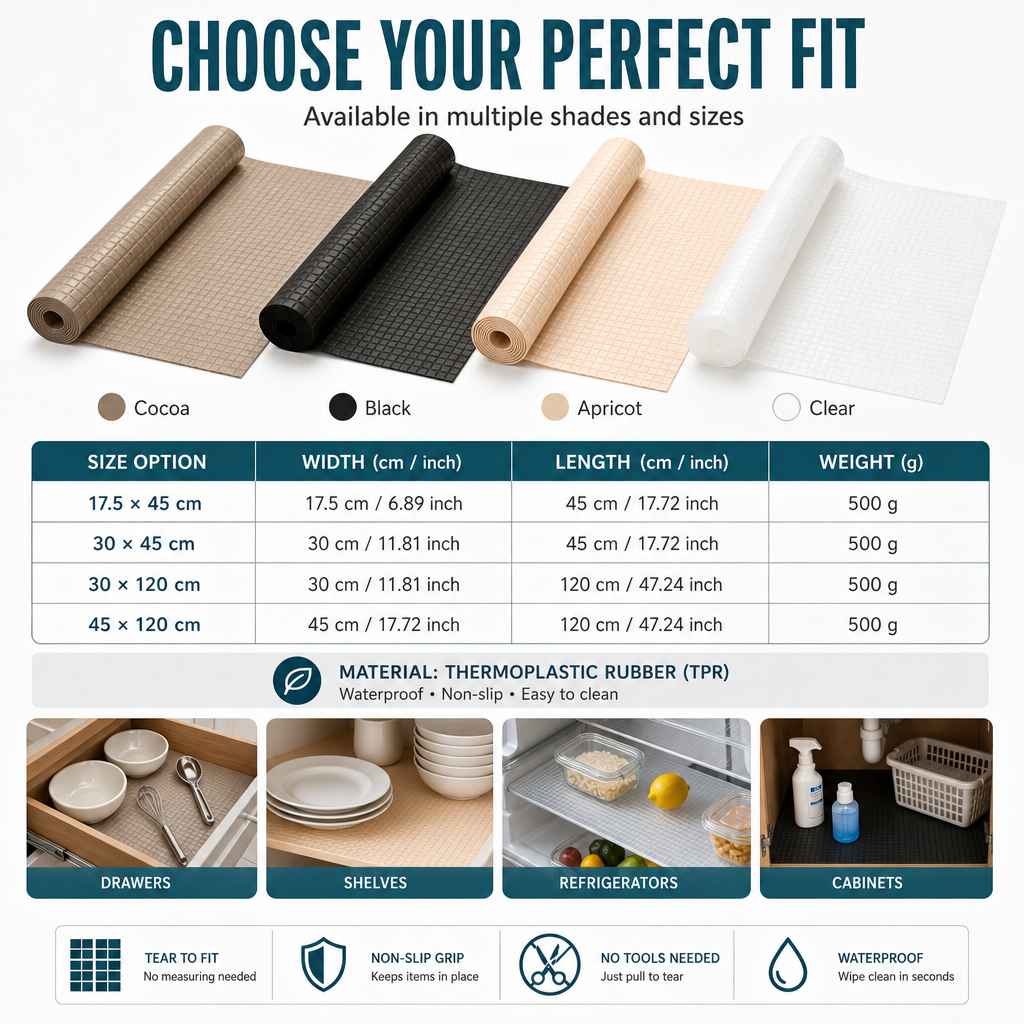 Easy Tear Non Slip Drawer Liner No Measurement Required Tear to Fit Mat for Desks and Shelves