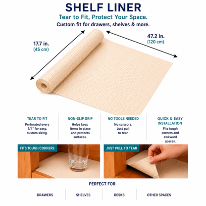 Easy Tear Non Slip Drawer Liner No Measurement Required Tear to Fit Mat for Desks and Shelves